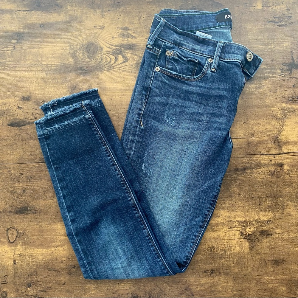 Express Women's Ankle Legging Mid Rise Stretch Blue Jeans